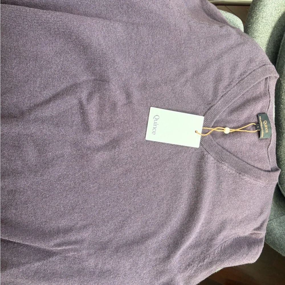 Quince Women's V-Neck Sweater in Deep Orchid Purple - Picture 2 of 4